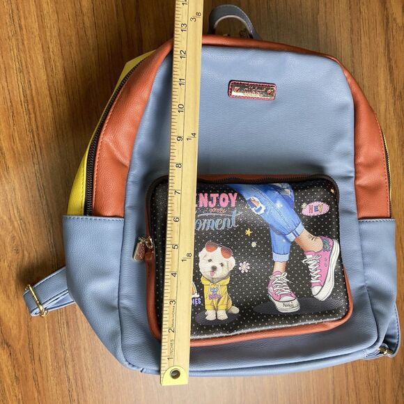 Nicole Lee USA Nikky Fashion Backpack Enjoy Every Moment Medium Faux Leather Zip - Picture 14 of 16